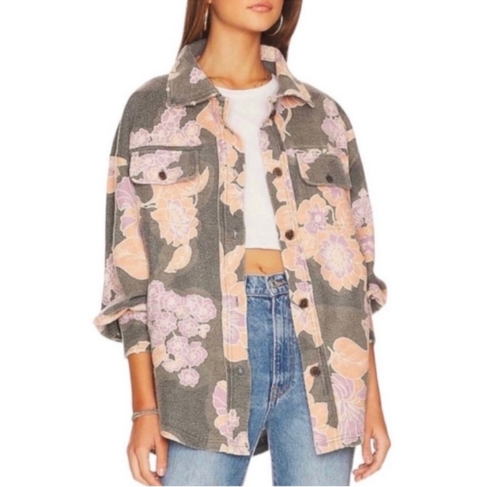 Free people charcoal and print jacket .